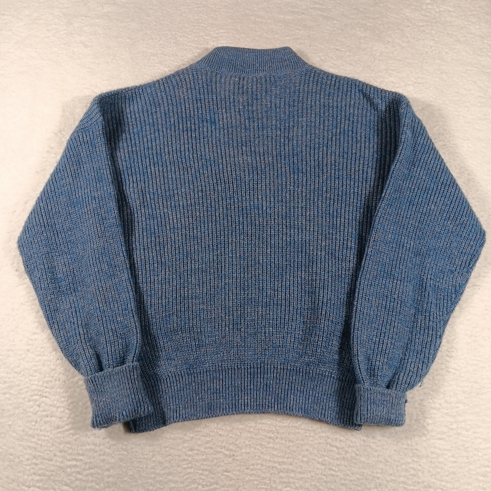 Vintage LL Bean Sweater Mens XL Blue Henley Wool Blend Fisherman Knit Grandpa - Picture 4 of 8